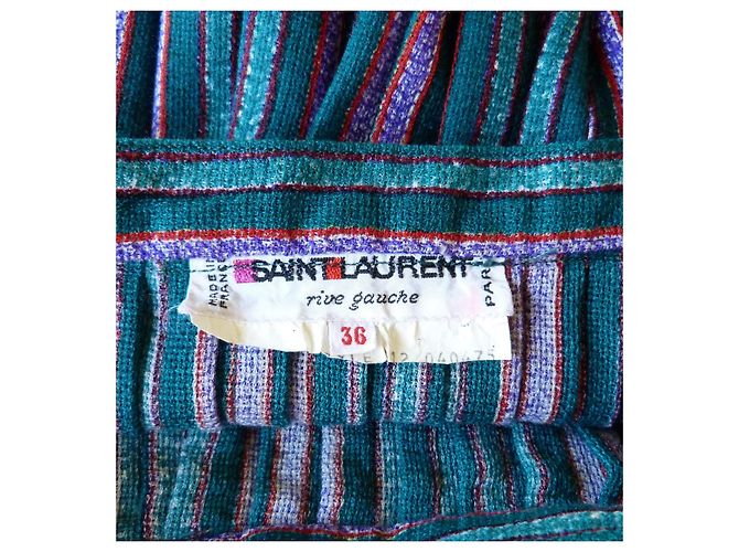 Falda larga de rayas de algodón Yves Saint Laurent Multicolor - vista 6