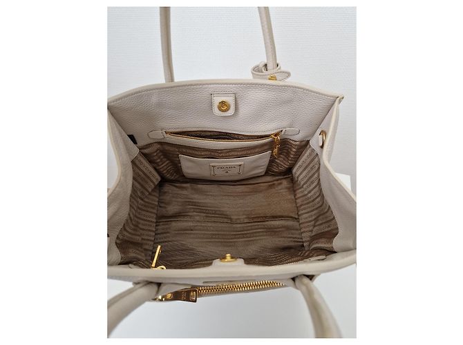 Borsa Prada in pelle color crema Crudo - vista 13