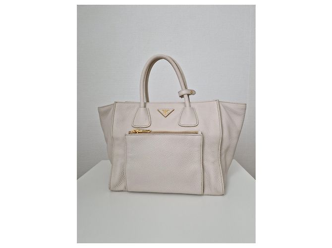 Borsa Prada in pelle color crema Crudo - vista 2