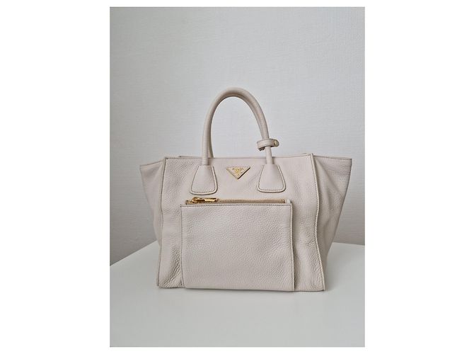 Borsa Prada in pelle color crema Crudo - vista 3