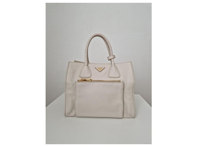 Borsa Prada in pelle color crema Crudo - vista 4