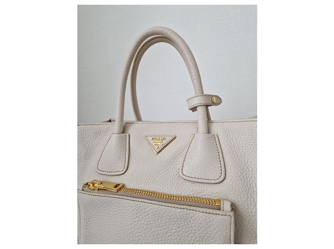 Borsa Prada in pelle color crema Crudo - vista 5
