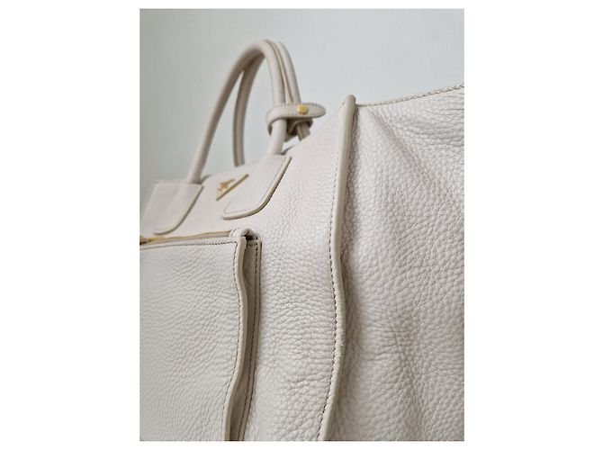 Borsa Prada in pelle color crema Crudo - vista 8