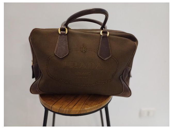 Borsa Prada Marrone Scuro in Tela - vista 5