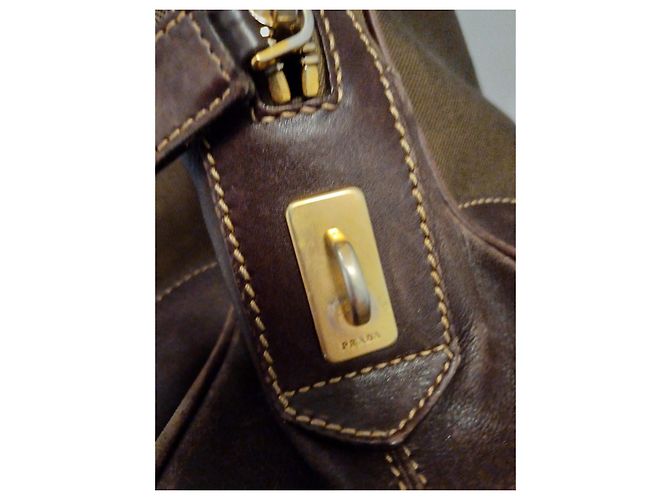 Borsa Prada Marrone Scuro in Tela - vista 6