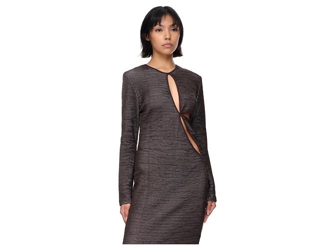 Autre Marque Vestido Christopher Esber Crochet Anglaise Marrón Castaño - vista 8