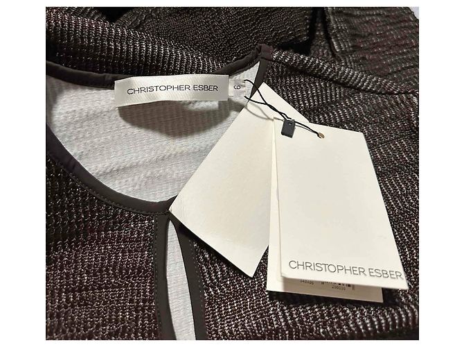 Autre Marque Vestido Christopher Esber Crochet Anglaise Marrón Castaño - vista 9