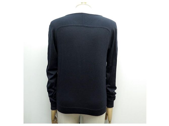 Hermès NEUER HERMES TWILLAINE-PULLOVER MIT TATERSALE-DRUCK 38 M IN KASCHMIR-SEIDEN-BOX Marineblau - Ansicht 2
