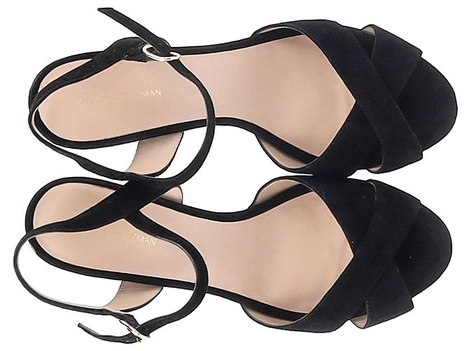 Sandali Stuart Weitzman Dayna con plateau in pelle scamosciata nera - vista 13