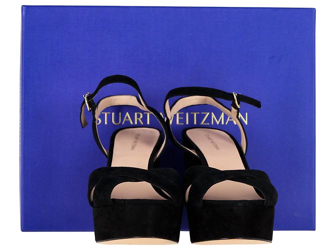 Sandali Stuart Weitzman Dayna con plateau in pelle scamosciata nera - vista 2