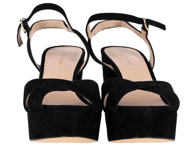 Sandali Stuart Weitzman Dayna con plateau in pelle scamosciata nera - vista 3