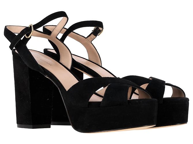 Sandali Stuart Weitzman Dayna con plateau in pelle scamosciata nera - vista 4