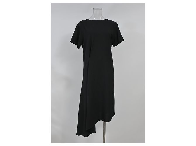 Vestido assimétrico Ann Demeulemeester em lã preta - vista 6