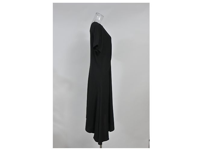 Vestido assimétrico Ann Demeulemeester em lã preta - vista 7