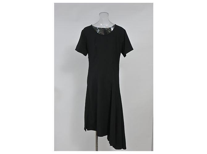 Vestido assimétrico Ann Demeulemeester em lã preta - vista 8