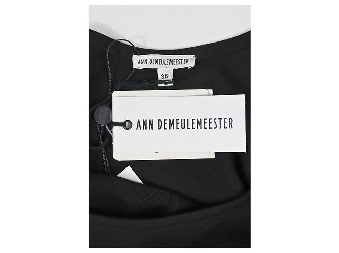 Vestido assimétrico Ann Demeulemeester em lã preta - vista 9