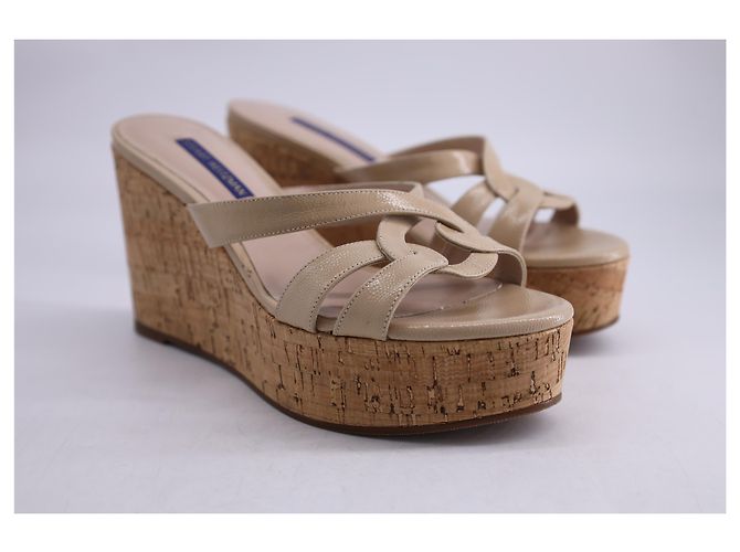 Sandali con zeppa Cadence Stuart Weitzman in pelle beige - vista 11
