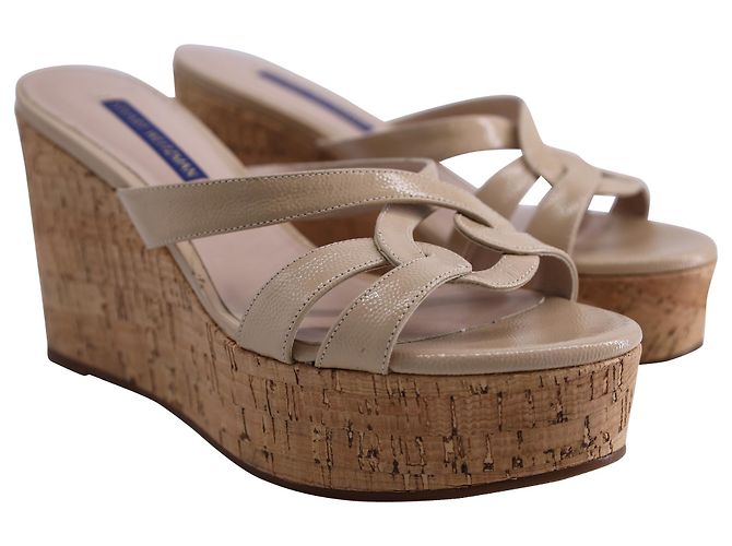 Sandali con zeppa Cadence Stuart Weitzman in pelle beige - vista 4