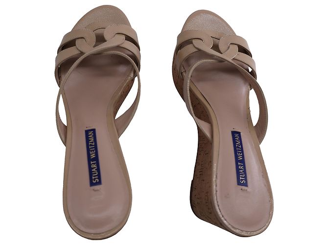Sandali con zeppa Cadence Stuart Weitzman in pelle beige - vista 5