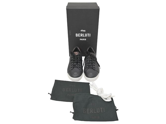 Sneakers Berluti Playtime in tela spalmata grigia - vista 10