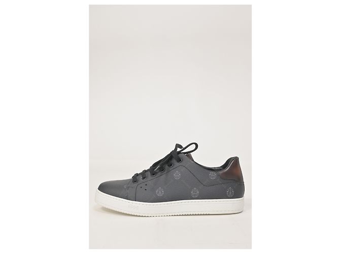 Sneakers Berluti Playtime in tela spalmata grigia - vista 12