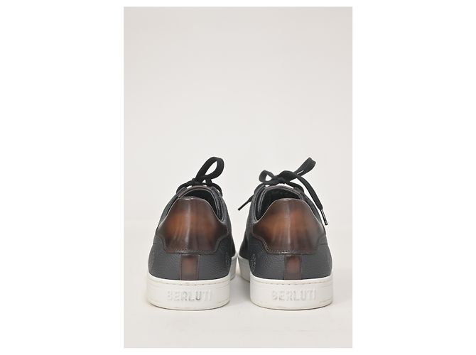 Sneakers Berluti Playtime in tela spalmata grigia - vista 14