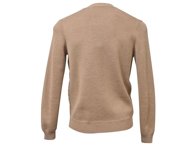 Gucci V-Neck GG Pattern Cardigan in Brown Wool - view 3
