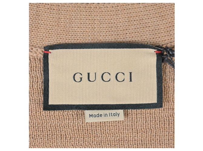 Gucci V-Neck GG Pattern Cardigan in Brown Wool - view 4