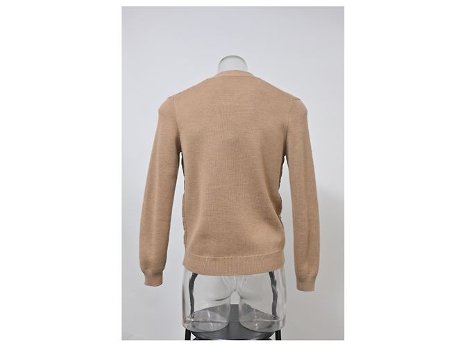 Gucci V-Neck GG Pattern Cardigan in Brown Wool - view 8
