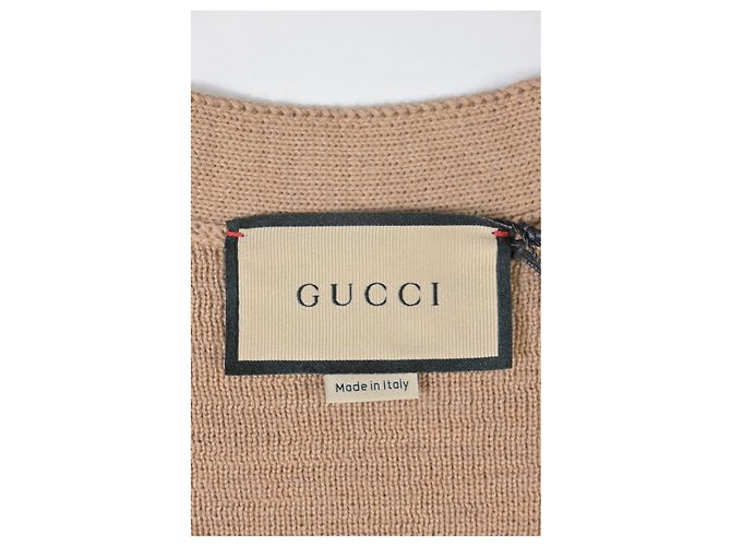 Gucci V-Neck GG Pattern Cardigan in Brown Wool - view 9