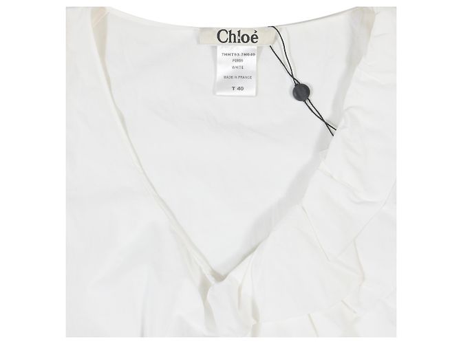 Chloé Top sin mangas con volantes Chloe en algodón blanco - vista 4