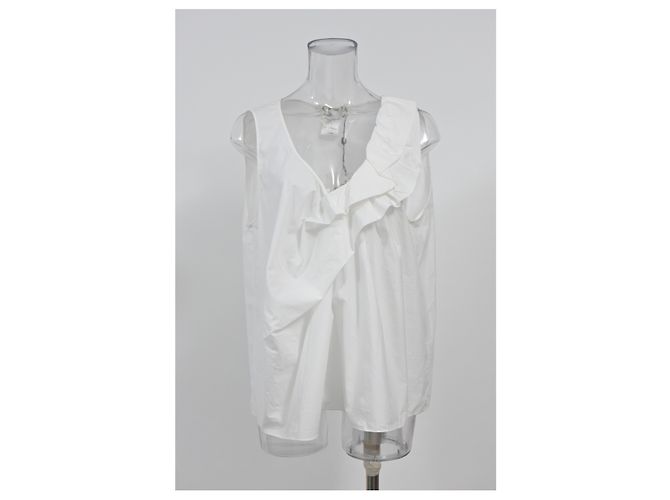 Chloé Top sin mangas con volantes Chloe en algodón blanco - vista 6