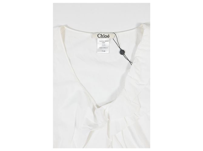 Chloé Top sin mangas con volantes Chloe en algodón blanco - vista 9