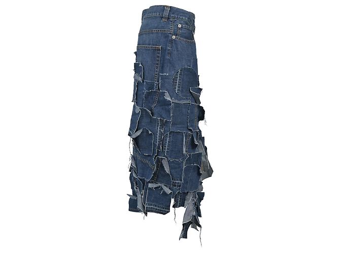 Sacai Luck Falda midi Sacai Patchwork en denim azul - vista 2
