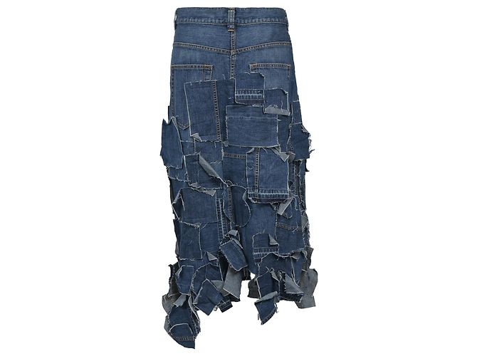 Sacai Luck Falda midi Sacai Patchwork en denim azul - vista 3