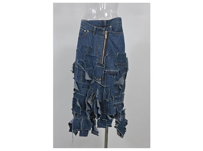 Sacai Luck Falda midi Sacai Patchwork en denim azul - vista 5