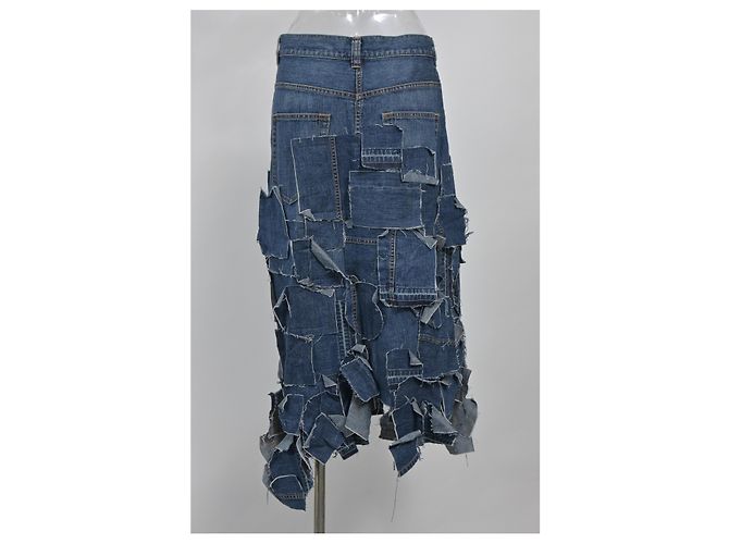 Sacai Luck Falda midi Sacai Patchwork en denim azul - vista 7