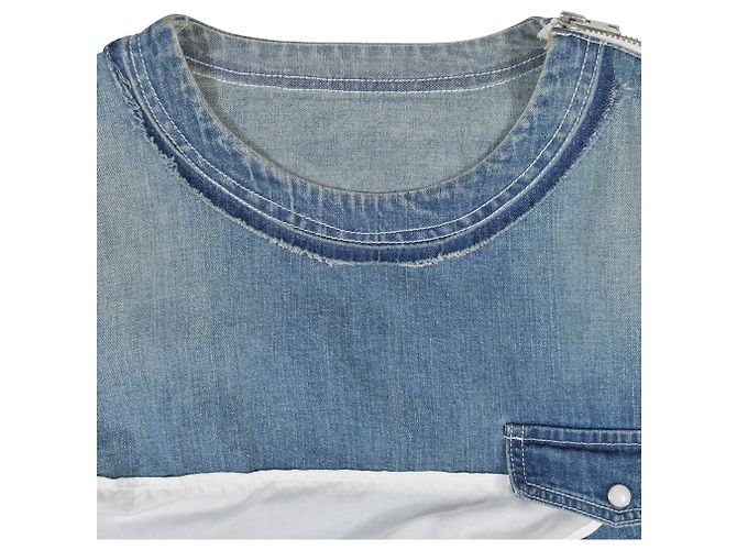 Sacai Luck Top con detalle de bandana Sacai en denim de algodón azul - vista 4
