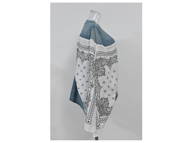 Sacai Luck Top con detalle de bandana Sacai en denim de algodón azul - vista 7