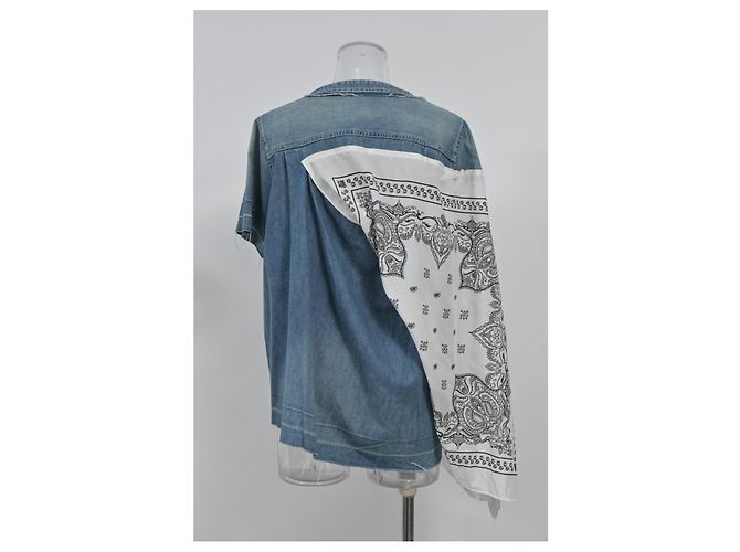 Sacai Luck Top con detalle de bandana Sacai en denim de algodón azul - vista 8