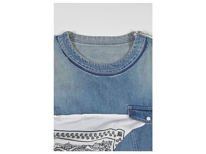 Sacai Luck Top con detalle de bandana Sacai en denim de algodón azul - vista 9