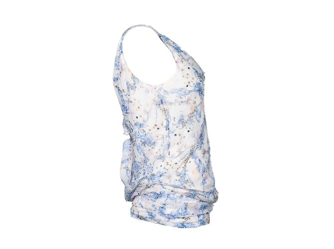 Autre Marque Diane von Furstenberg, Asymmetrisches cremefarbenes Top Blau - Ansicht 4