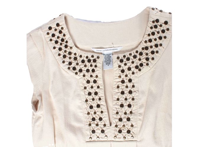 Autre Marque Diane von Furstenberg, Vestido beige sin mangas - vista 6