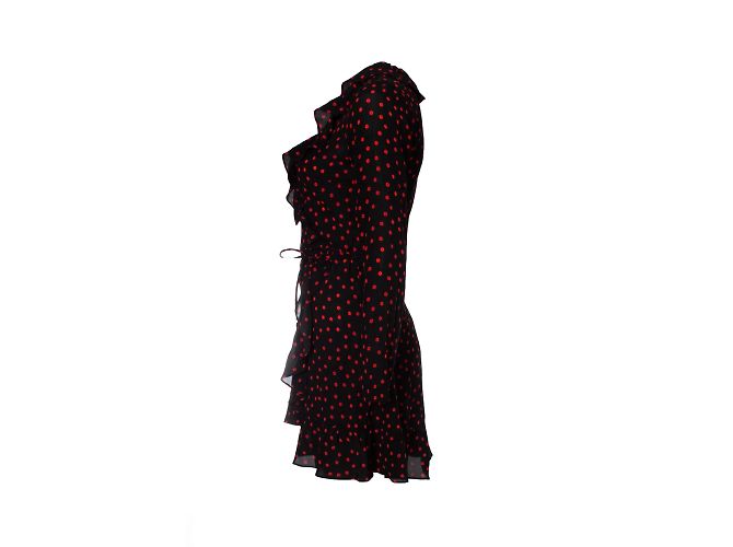 Autre Marque Realisierung, schwarzes Wickelkleid mit Punkten - Ansicht 4