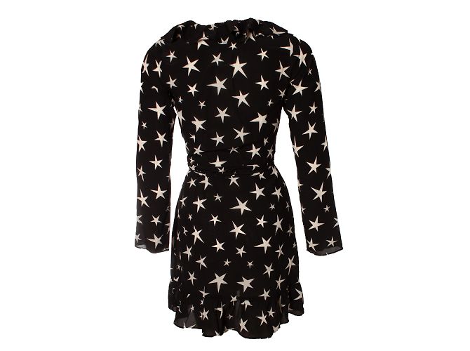 Autre Marque Realisierung, schwarzes Wickelkleid mit Sternen - Ansicht 3