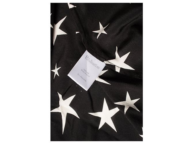 Autre Marque Realisierung, schwarzes Wickelkleid mit Sternen - Ansicht 5