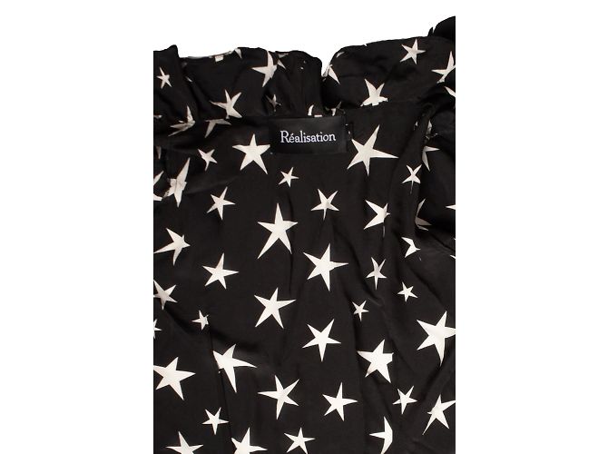 Autre Marque Realisierung, schwarzes Wickelkleid mit Sternen - Ansicht 6