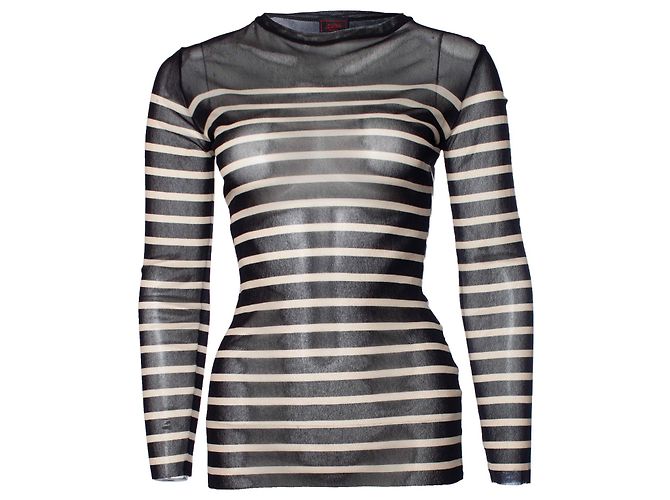 Jean Paul Gaultier, Conjunto twin transparente con rayas Negro - vista 2