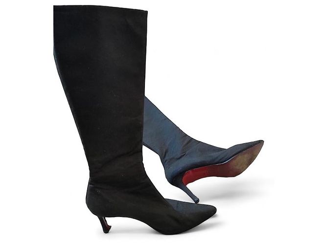 Botas de piel negras de punta Christian Louboutin Negro - vista 2