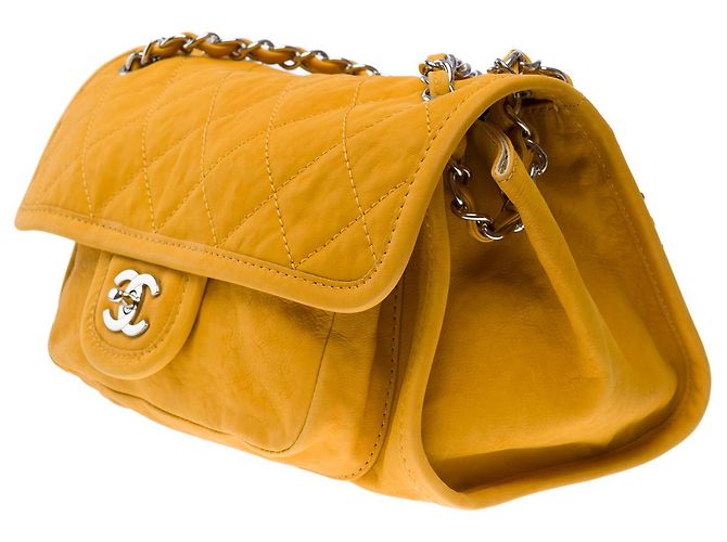 Classique Sac CHANEL en Cuir Jaune - 101987 - vue 5